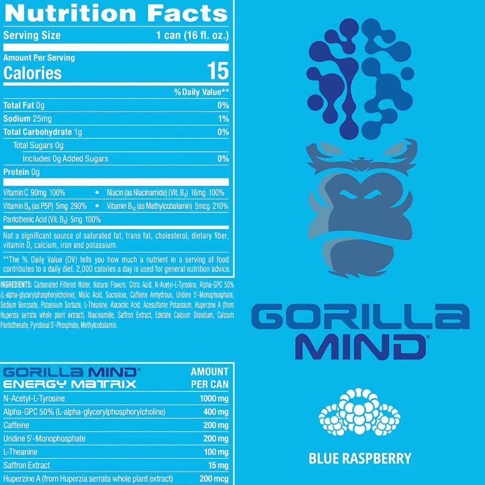  Gorilla Mind Energy Single Can Blue Raspberry 