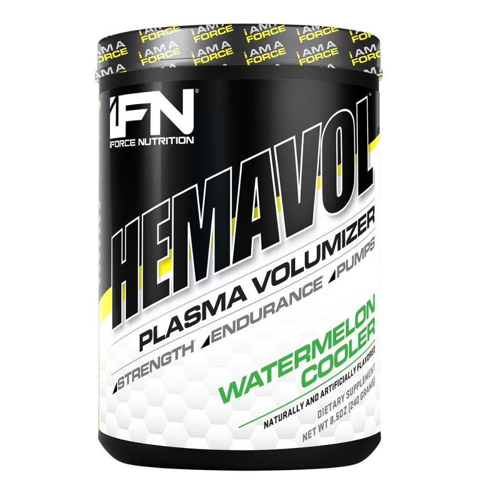 IFORCE Hemavol 32 Servings tub in the blueberry Pomegranate flavor on a white background.