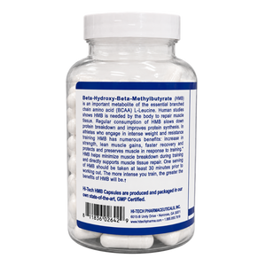 Hi-Tech Pharmaceuticals Hi Tech Pharmaceuticals HMB 1500mg 120 Capsules product information listed on the bottle. 