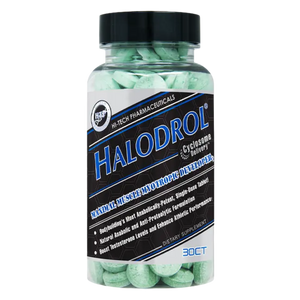 Hi-Tech Pharmaceuticals Halodrol supplement bottle on a white background