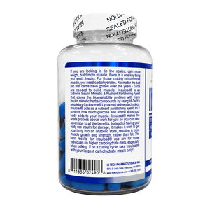 A white supplement bottle with a blue label showing the product information, photographed against a plain white background.