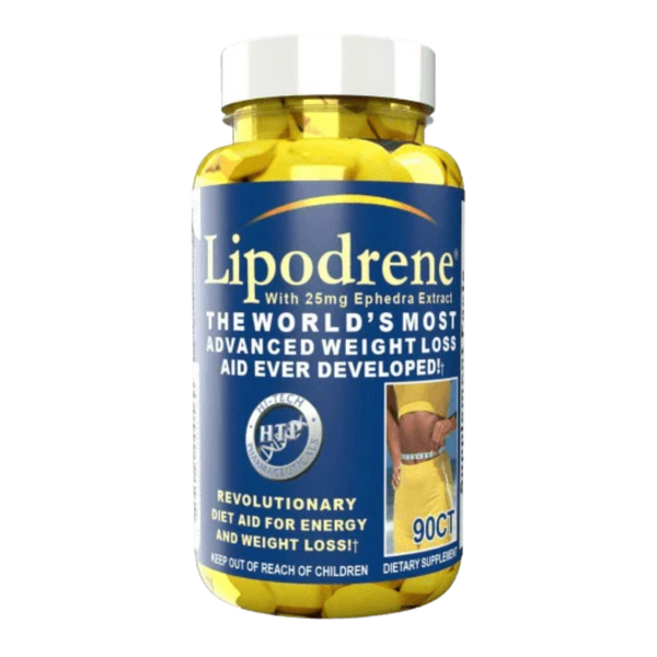Hi-Tech Pharmaceuticals Lipodrene supplement bottle on a white background