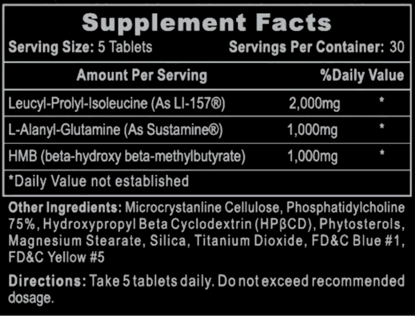 Hi-Tech Pharmaceuticals MPP 157 150ct supplement facts on a black background with white text.