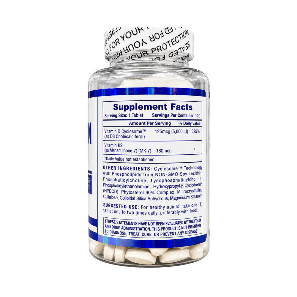Hi-Tech Pharmaceuticals Mega Vitamin D3+K2 120 Tablets