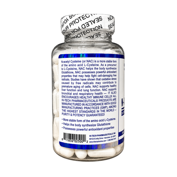 A clear plastic bottle of dietary supplements with a white cap, showing a white label with blue text and a blue stripe. The label reads all the information regarding the product and what it does. Bottle is on a white background.