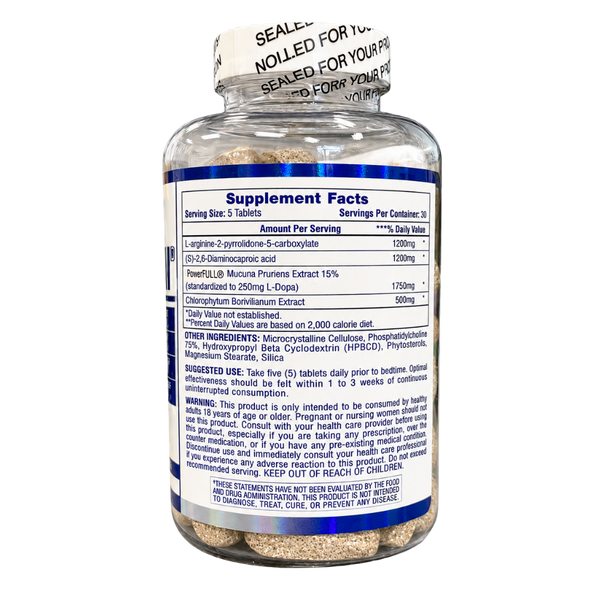 A bottle of dietary supplement tablets with a white cap and a visible Supplement Facts label, photographed on a plain white background.