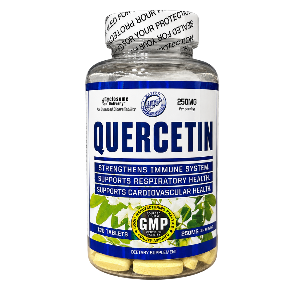 Hi-Tech Pharmaceuticals Quercetin 120 Tablets bottle on a white background