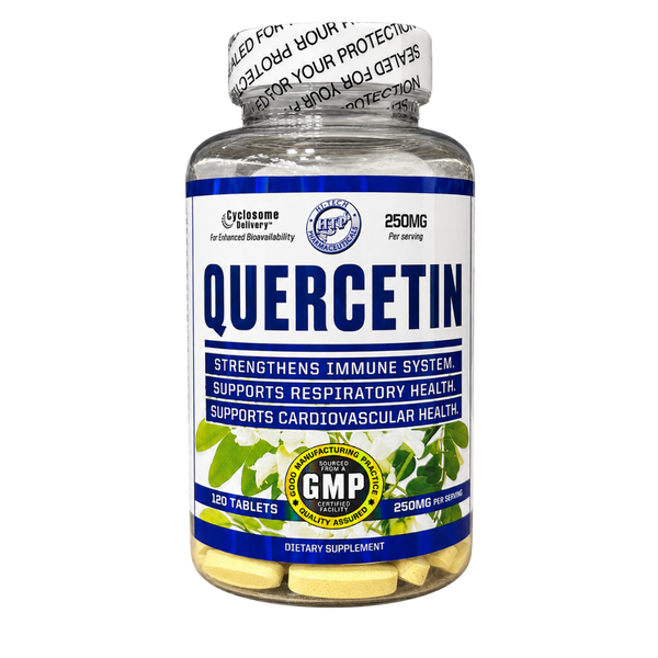Hi-Tech Pharmaceuticals Quercetin 120 Tablets bottle on a white background