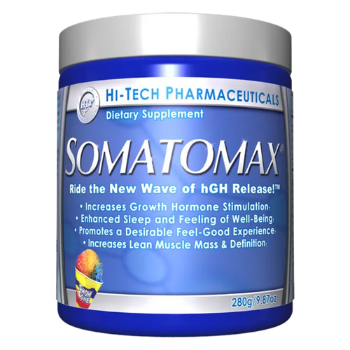 Somatomax dietary supplement container by Hi-Tech Pharmaceuticals on a white background