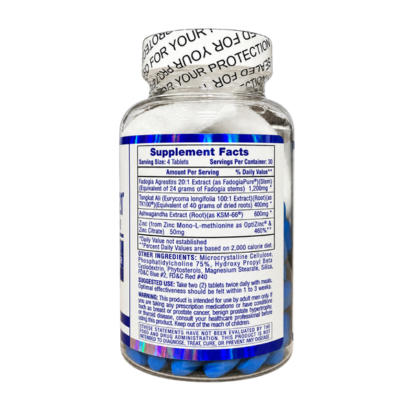 A clear plastic bottle of dietary supplements showing the Supplement Facts label, sealed with a white cap printed with 'DO NOT OPEN UNTIL REQUIRED'.