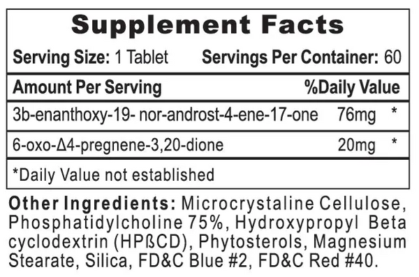 Hi-Tech Pharmaceuticals Trenabol Supplement Facts label on a white background.