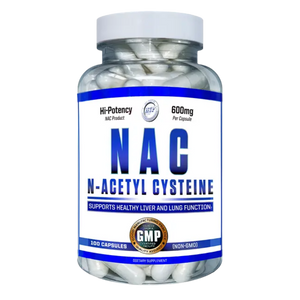 Hi Tech Pharmaceuticals NAC 600mg 100 Capsules bottle on a white background.