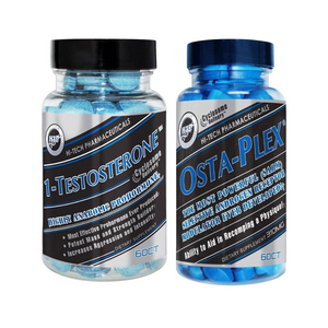 Two bottles of Hi-Tech Pharmaceuticals supplements on a white background