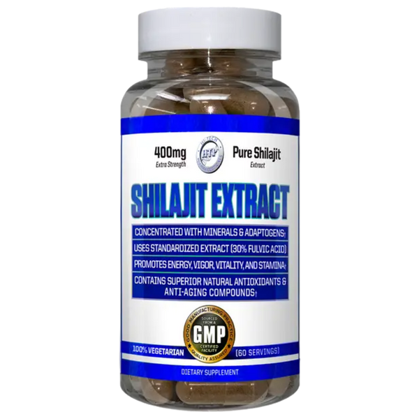 Hi Tech Pharmaceuticals Shilajit Extract 60 Servings bottle on a white background.