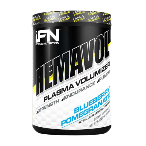 IFORCE Hemavol 32 Servings tub in the blueberry Pomegranate flavor on a white background.