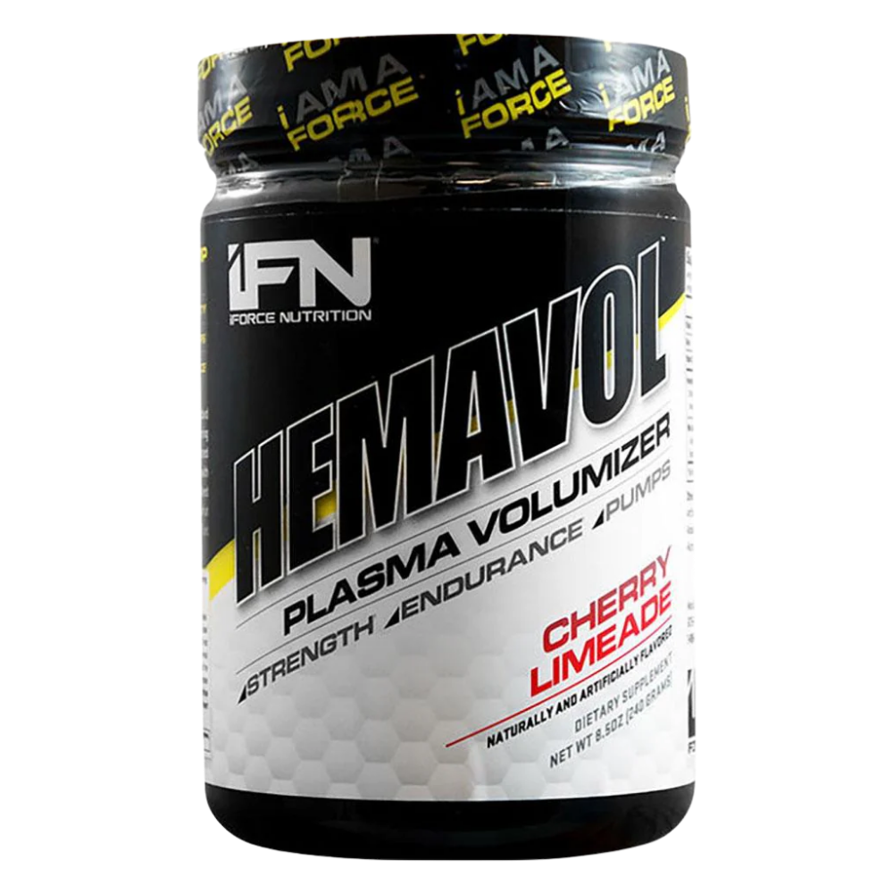 IFORCE Hemavol 32 Servings tub in the blueberry Pomegranate flavor on a white background.