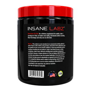 Insane Labz Creatine Monohydrate 60 Servings directions for use and warnings listed on the back of the bottle.
