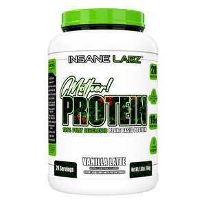 Insane Labz Mother! Plant Based Protein 28 Servings Vanilla Latte flavor on a white background