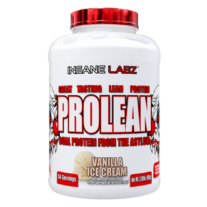 Insane Labz Prolean Protein Tub in the Vanilla Ice Cream flavor on a white background