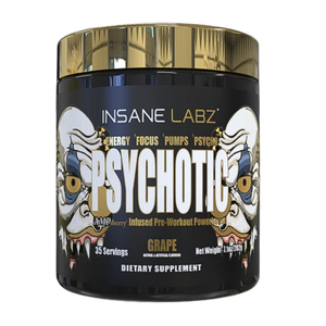 Insane Labz Psychotic grape supplement container on a white background