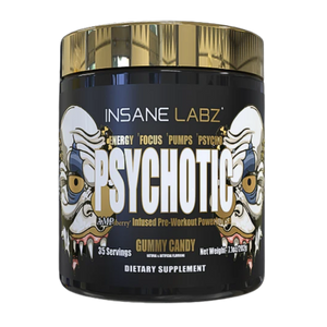 Insane Labz Psychotic gummy candy supplement container on a white background