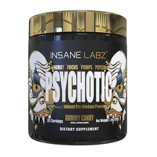 Insane Labz Psychotic gummy candy supplement container on a white background