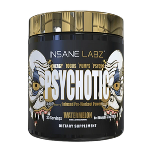 Insane Labz Psychotic watermelon supplement container on a white background