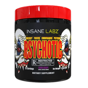 Insane Labz Psychotic dietary supplement container with red and black design