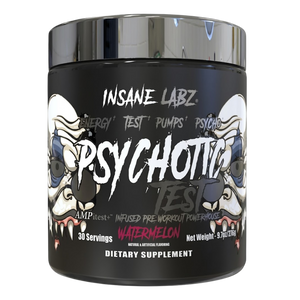 Insane Labz Psychotic Test in the watermelon flavor on a white background