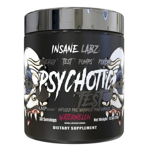 Insane Labz Psychotic Test in the watermelon flavor on a white background