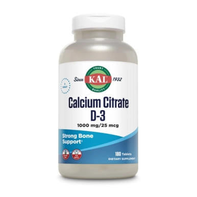  Kal Calcium Citrate D-3 1000mg 180 Tablets | Bone Health 