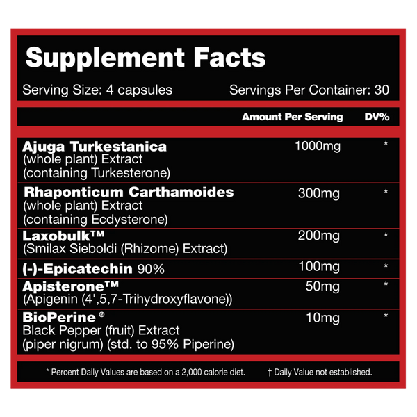 Killer Labz Mass Monster 120 Capsules supplement facts on a white background.