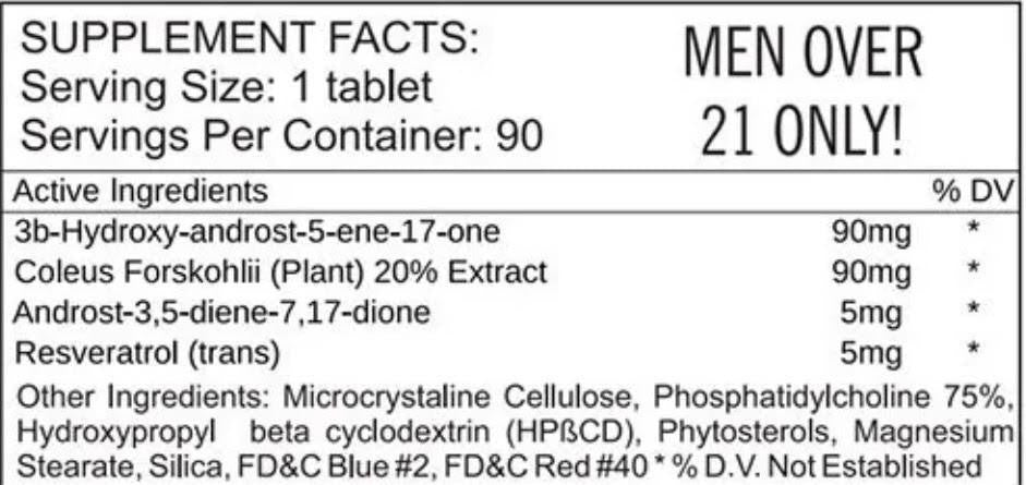 A supplement bottle labeled 'LG Sciences M1D Andro" on a white background.
