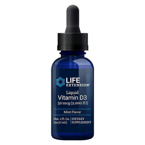  Life Extension Vitamin D3 (mint) 50mcg (2000 IU) 1fl oz 