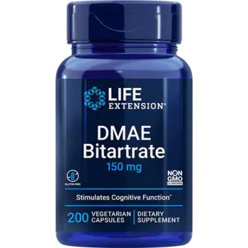  Life Extension DMAE Bitartrate (dimethylaminoethanol) 150mg 200 Vege Capsules 