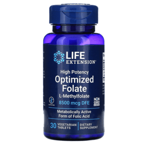  Life Extension High Potency Optimized Folate L-Methylfolate 8500mcg 30 Vege Tablets 