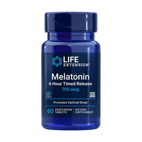  Life Extension Melatonin (6 Hour Timed Release) 750 mcg 60 Vege Tablets 