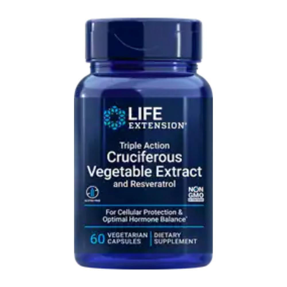 Life Extension Triple Action Cruciferous Vegetable Extract with Resveratrol 60 Vege Capsules 
