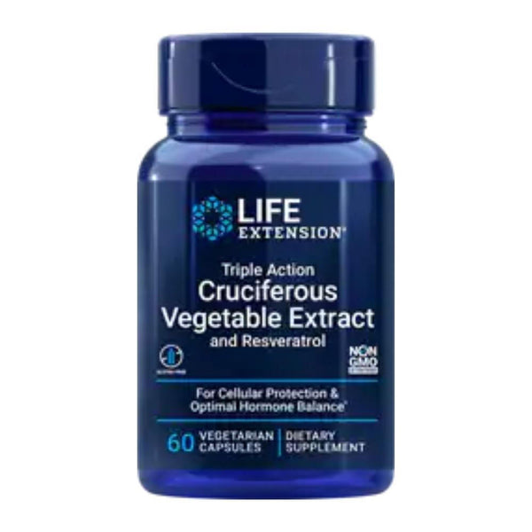  Life Extension Triple Action Cruciferous Vegetable Extract with Resveratrol 60 Vege Capsules 