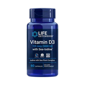  Life Extension Vitamin D3 with Sea-Iodine 5,000 IU 60 Capsules 