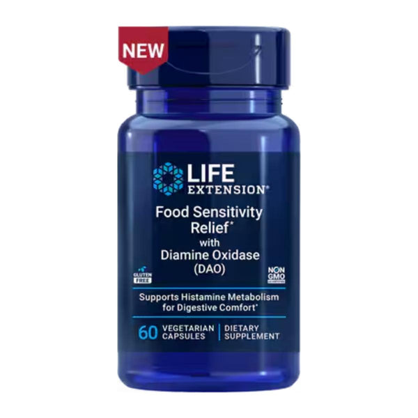  Life Extension Food Sensitivity Relief with Diamine Oxidase 60 Capsules 