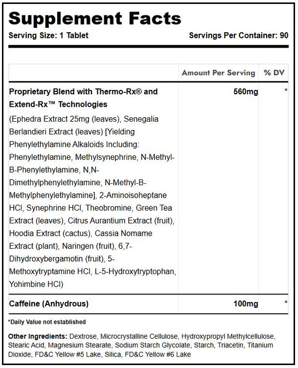 Lipodrene Supplement Facts