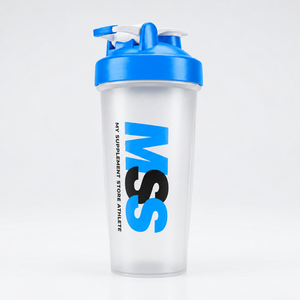 A My Supplement Store shaker bottle with blue and black branding. 