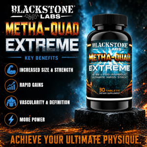 Blackstone Labs Metha-Quad lifestyle image with benefits