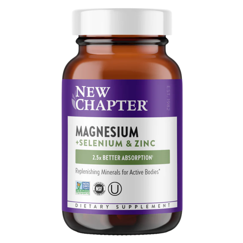 New Chapter Magnesium + Selenium & Zinc 30 Tablets bottle image on a white background.