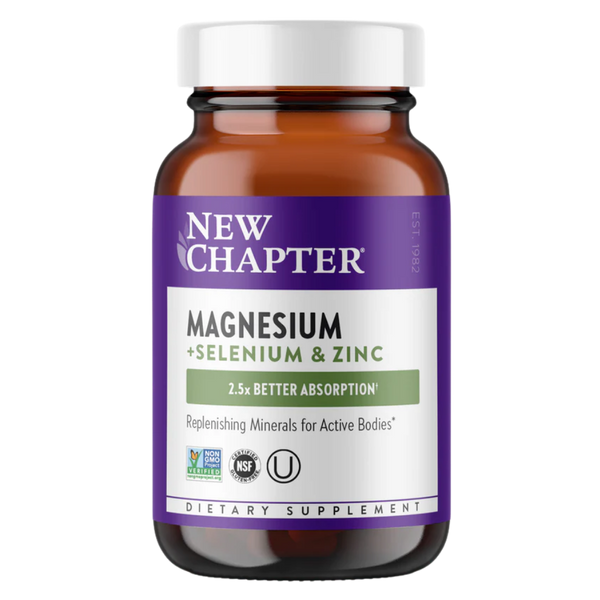 New Chapter Magnesium + Selenium & Zinc 30 Tablets bottle image on a white background.