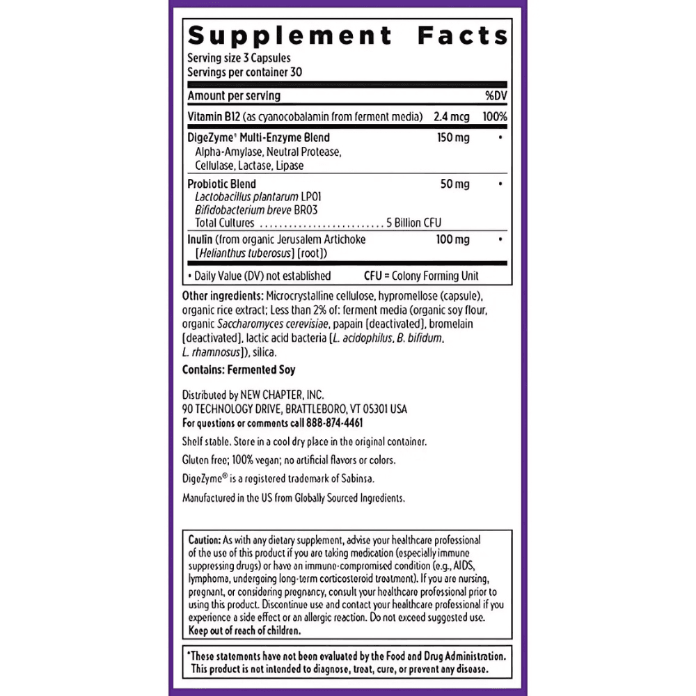  New Chapter All Flora Probiotic Enzyme Complex 90 Capsules 