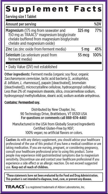  New Chapter Magnesium Selenium & Zinc 90 Tablets 