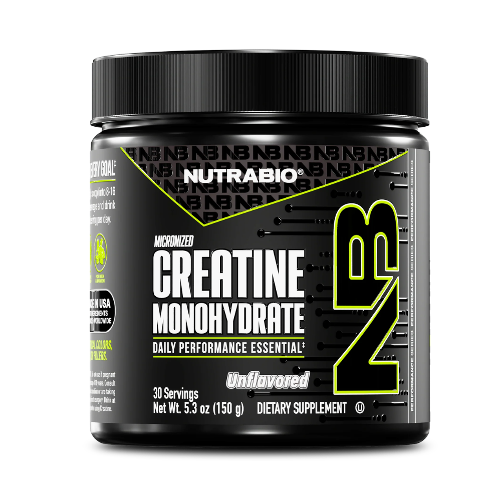 NUTRABIO Creatine Monohydrate supplement container on a white background