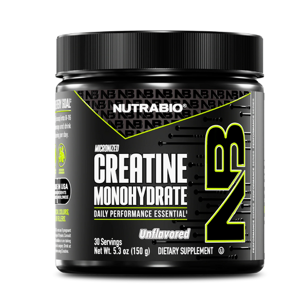 NUTRABIO Creatine Monohydrate supplement container on a white background